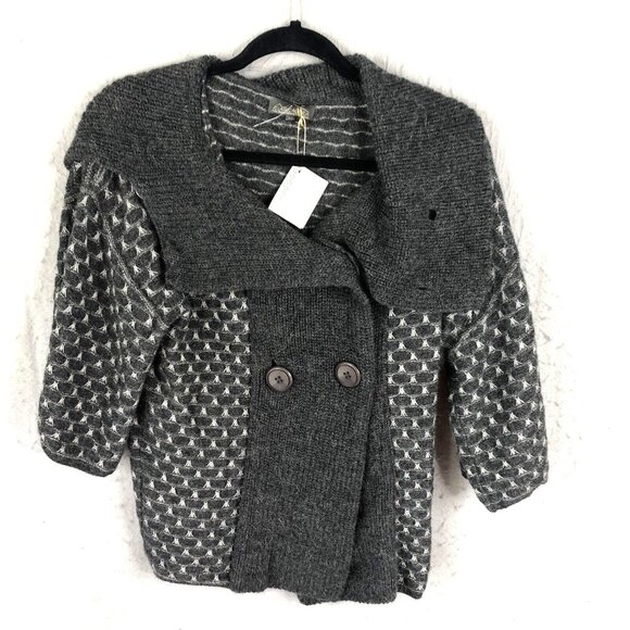 Classic Alpaca Sweater Womens Medium Gray SBaby Alpaca Big Collar Artsy NEW - Picture 1 of 16